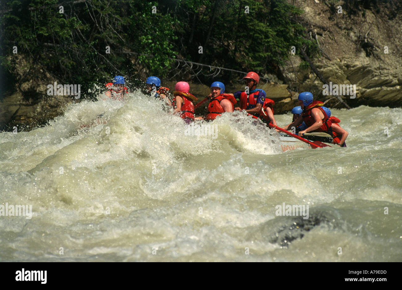 Whitewater rafting on the Kicking Horse river in British Columbia