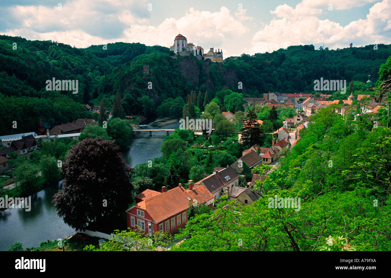 The village Vranov nad Dyji with the baroque palace Czech Republic Stock Photo