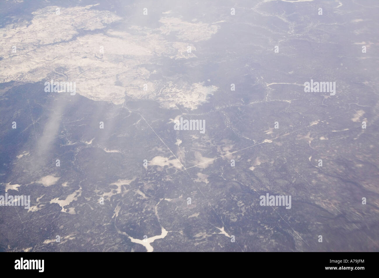 The frozen tundra in eastern Siberia, Russia from the air Stock Photo