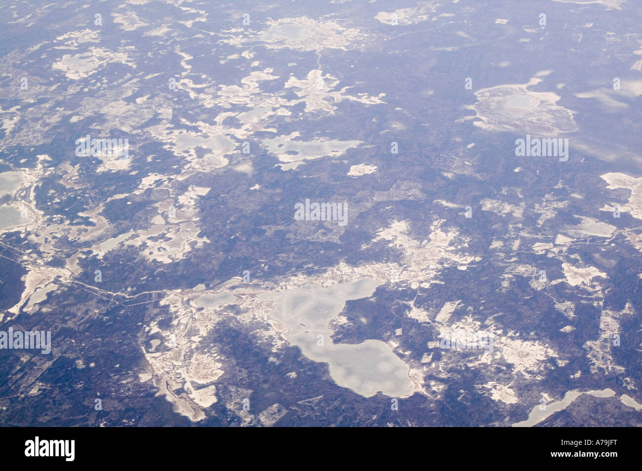 The frozen tundra in eastern Siberia, Russia from the air Stock Photo