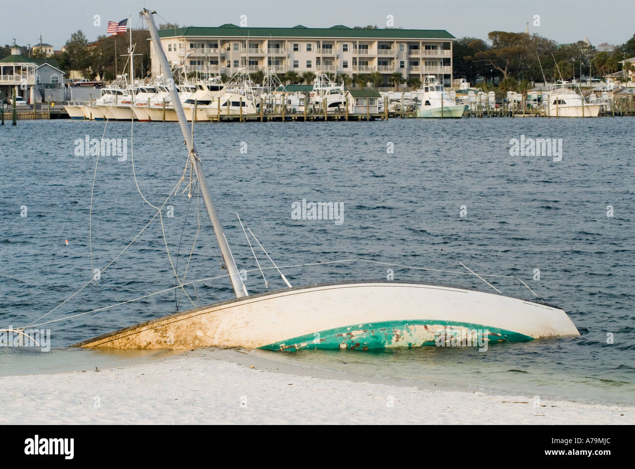 Sunken sailboat near Destin Florida USA Stock Photo