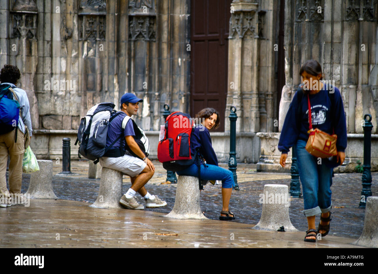 Aix En Provence France Backpackers Stock Photo Alamy