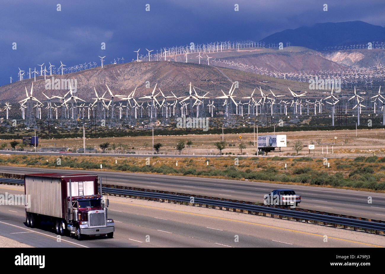 Palm Springs California USA United States  White Water Windpower Windmills Windfarm Stock Photo