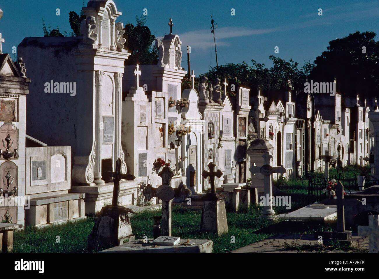 Tombs in a cemetery in Mompós Columbia Stock Photo