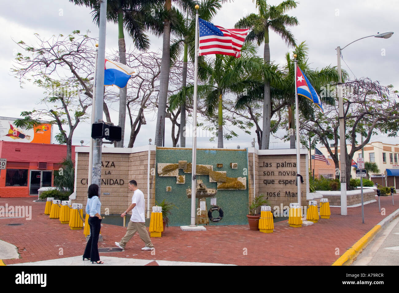 Plaza de la Cubanidad in the Little Havana section of Miami Florida USA Stock Photo