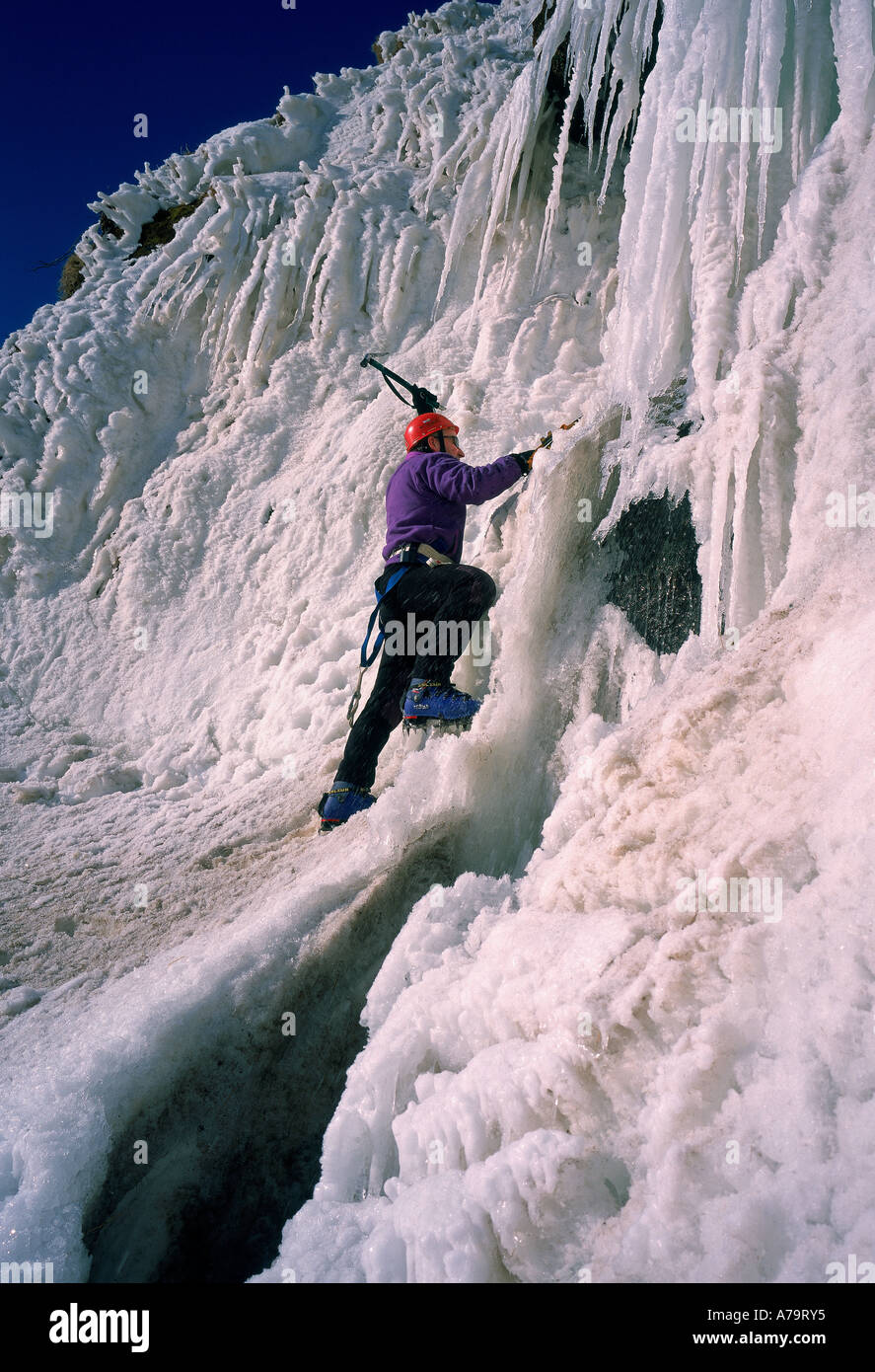 Ice Climbing, Iceland Stock Photo