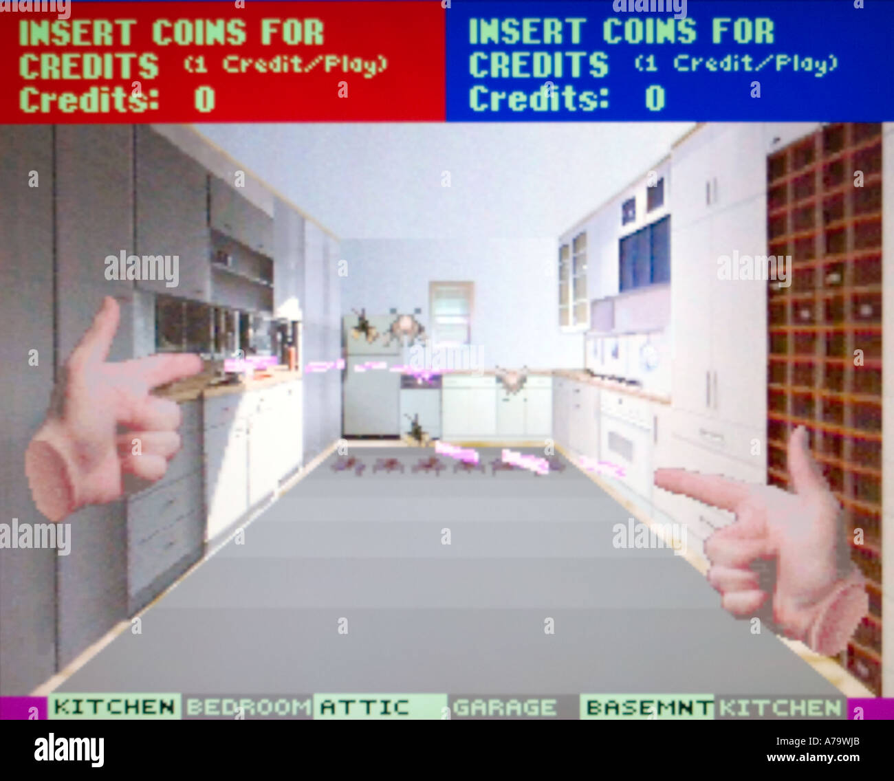 Exterminator Gottlieb Premier Technology 1989 vintage arcade videogame screenshot - EDITORIAL USE ONLY Stock Photo
