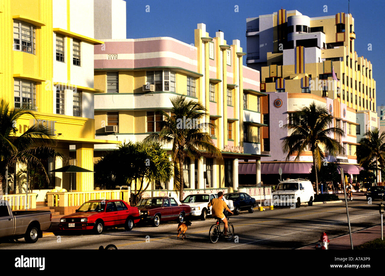 Miami Beach Art Deco Historic District Florida Usa Stock