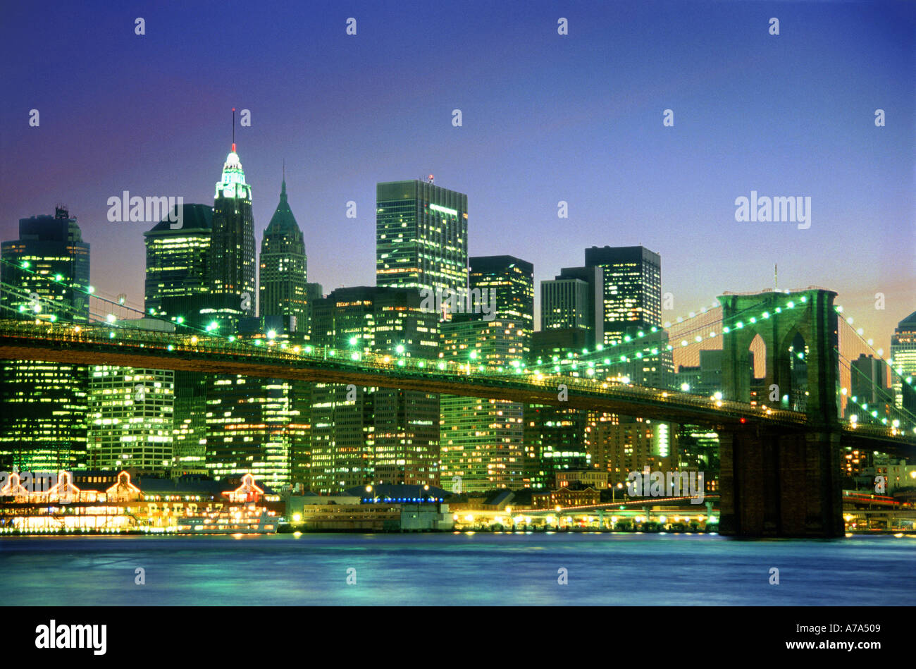 Brooklyn Bridge Lower Manhattan Skyline New York Stock Photo - Alamy