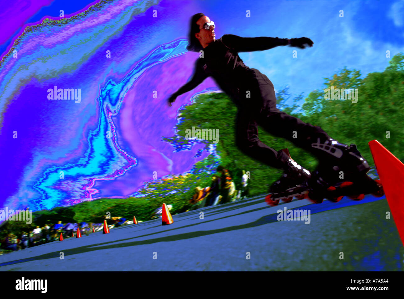 Rollerblader Central Park Manhattan New York Stock Photo Alamy