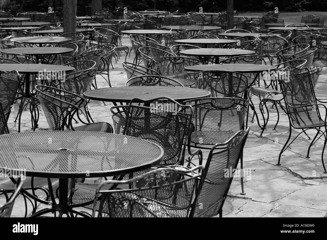 Wrought iron garden furniture Black and White Stock Photos & Images Alamy
