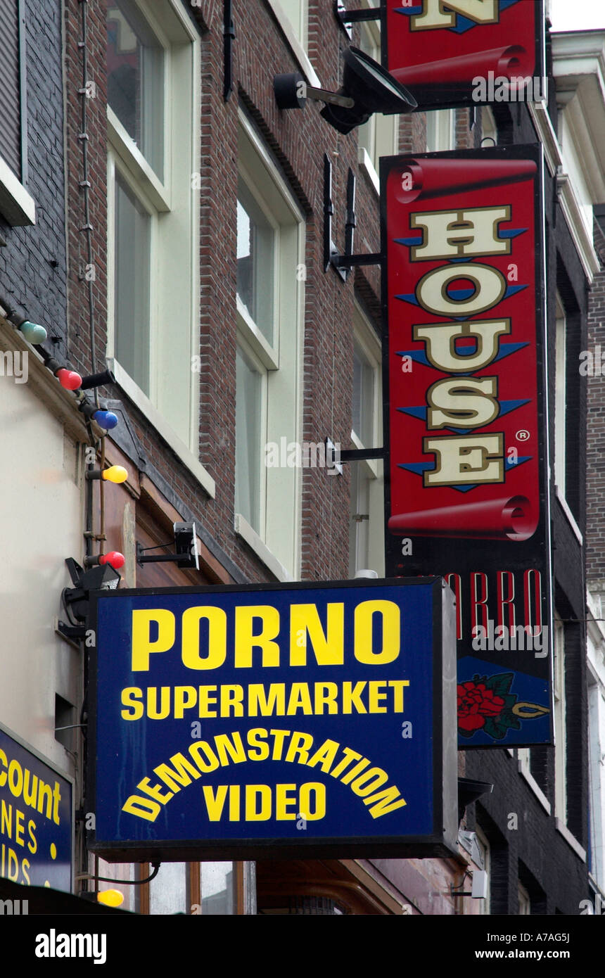 A sign for the Porno Supermarket in Amsterdam Stock Photo - Alamy