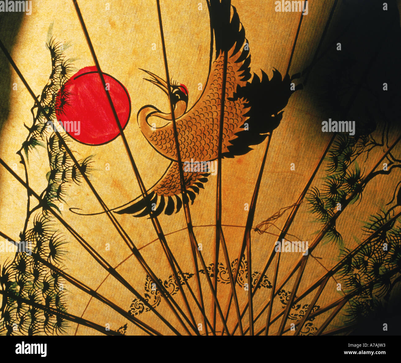 Close up of painted umbrella in Chiang Mai Thailand Stock Photo
