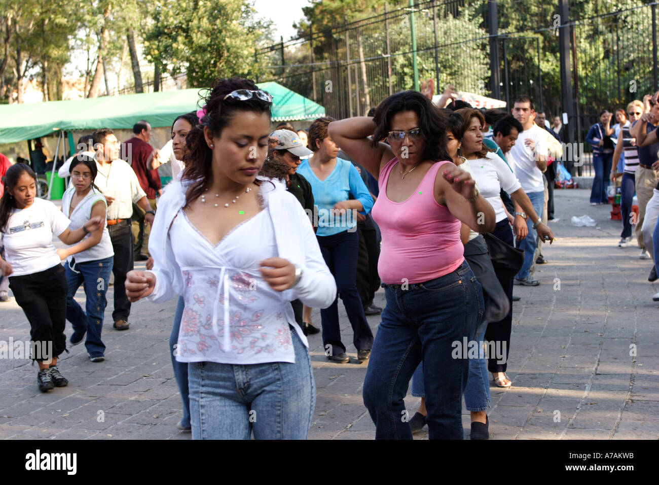 Salsa dancing class in public park Mexico City Mexico Stock Photo Alamy