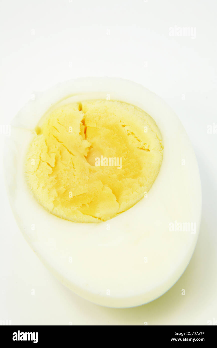 Sliced Hard Boiled Egg in Close Up Stock Photo