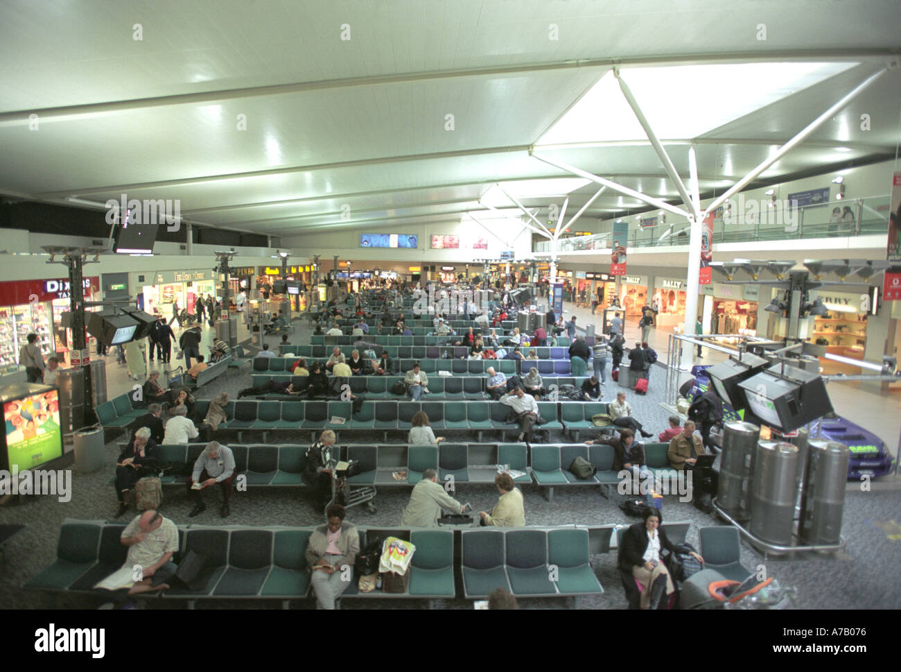 Inside terminal one at Heathrow International Airport England Stock