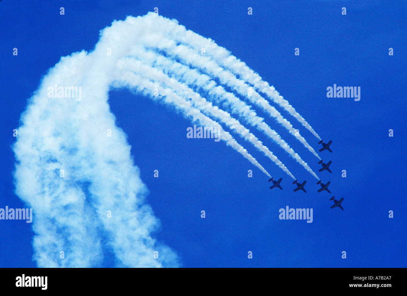 Swedish aerobatic display team performing at Eastbourne ari display. Stock Photo