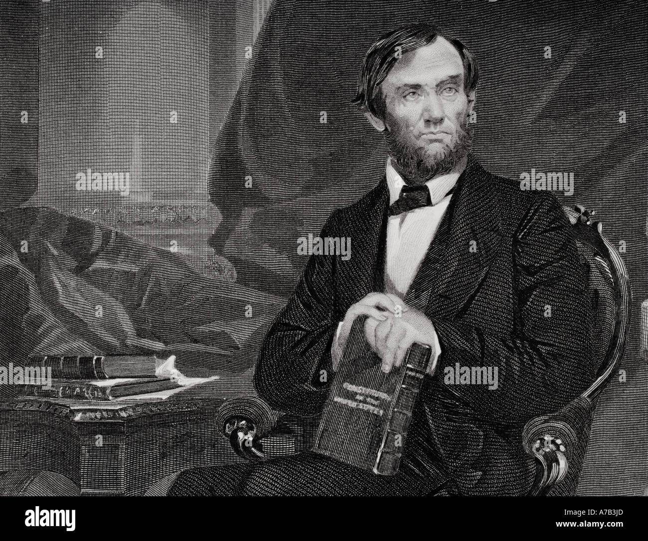 Abraham Lincoln, 1809 - 1865. 16th President of the United States.  From a painting by Alonzo Chappel. Stock Photo