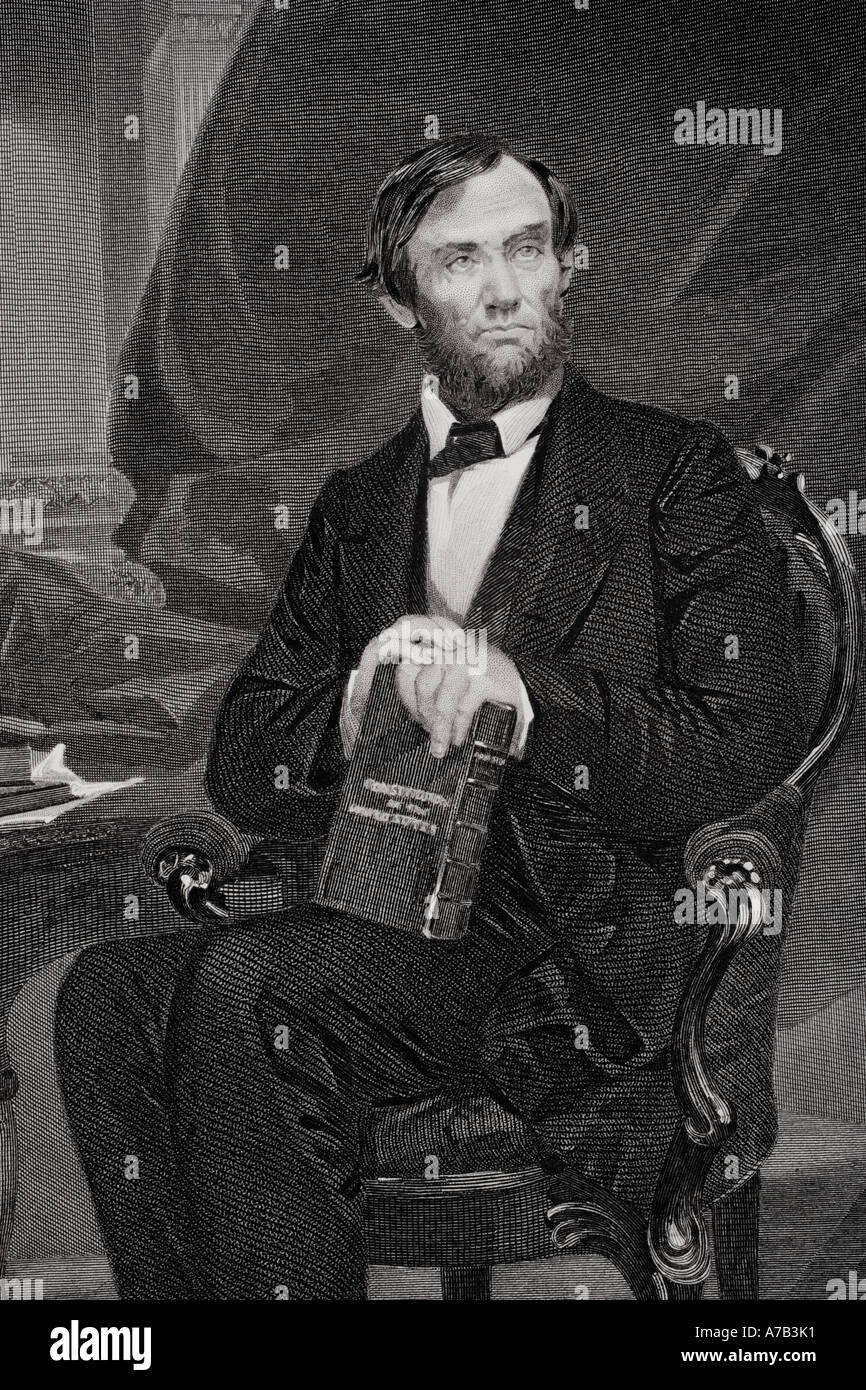 Abraham Lincoln, 1809 - 1865. 16th President of the United States.  From a painting by Alonzo Chappel. Stock Photo