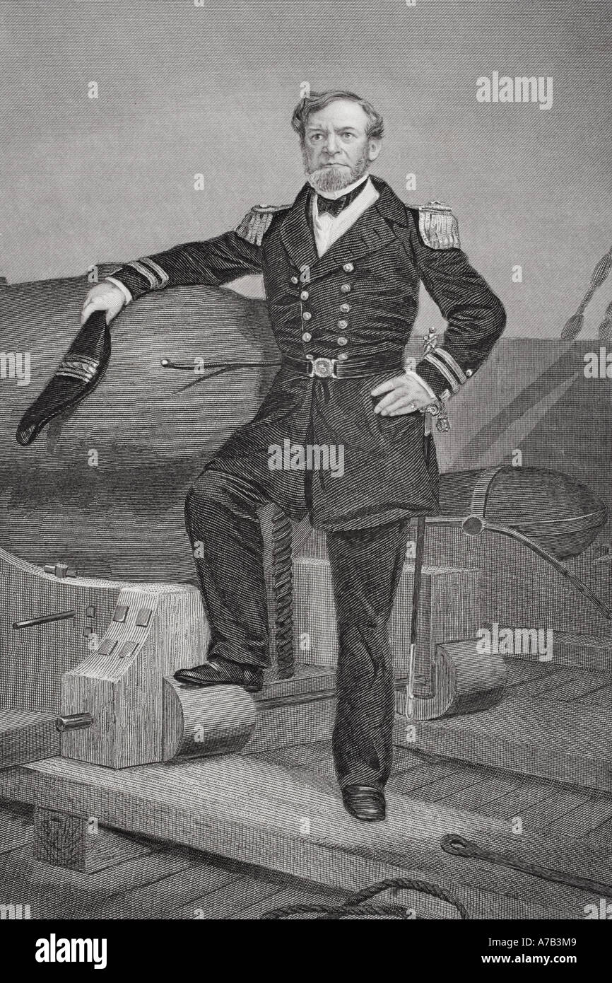 Andrew Hull Foote, 1806 - 1863. Distinguished Union naval officer during the American Civil War.  From a painting by Alonzo Chappel. Stock Photo