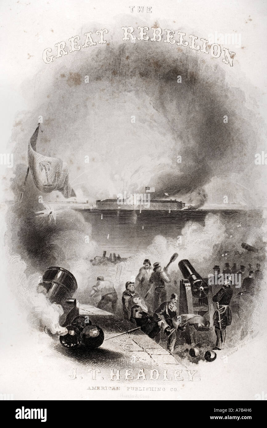 Illustration of attack on Fort Sumter, 1861, the first battle of American Civil War. Stock Photo