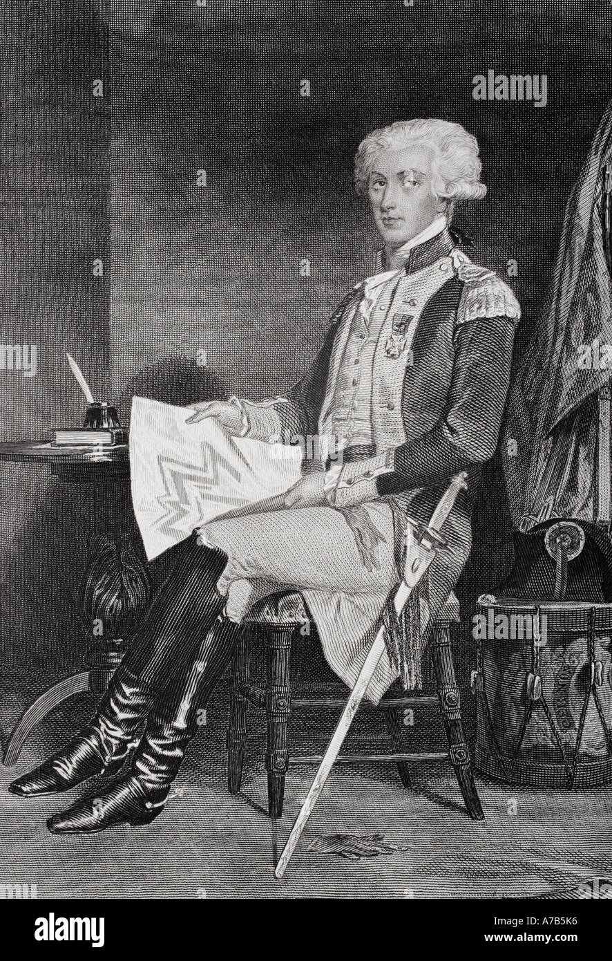 Marie-Joseph Paul Yves Roch Gilbert du Motier, Marquis de Lafayette, 1757 - 1834. Stock Photo