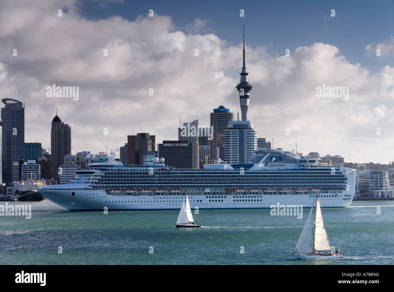 The Statendam and Sapphire Princess Cruise Ships berthed in Auckland