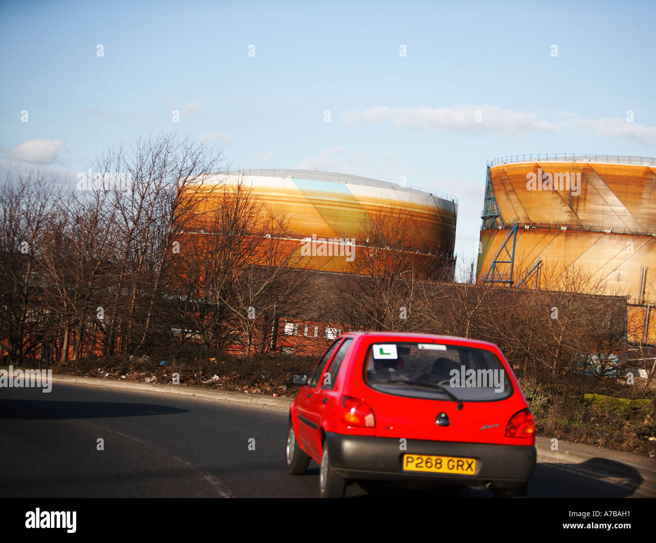 Leeds gas holders Stock Photo Alamy