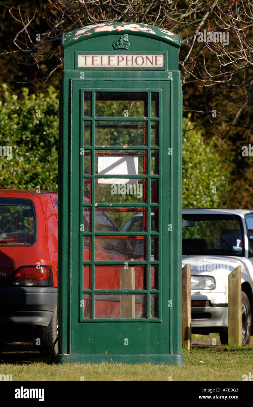 Green telephone box or kiosk, Britain, UK Stock Photo Alamy