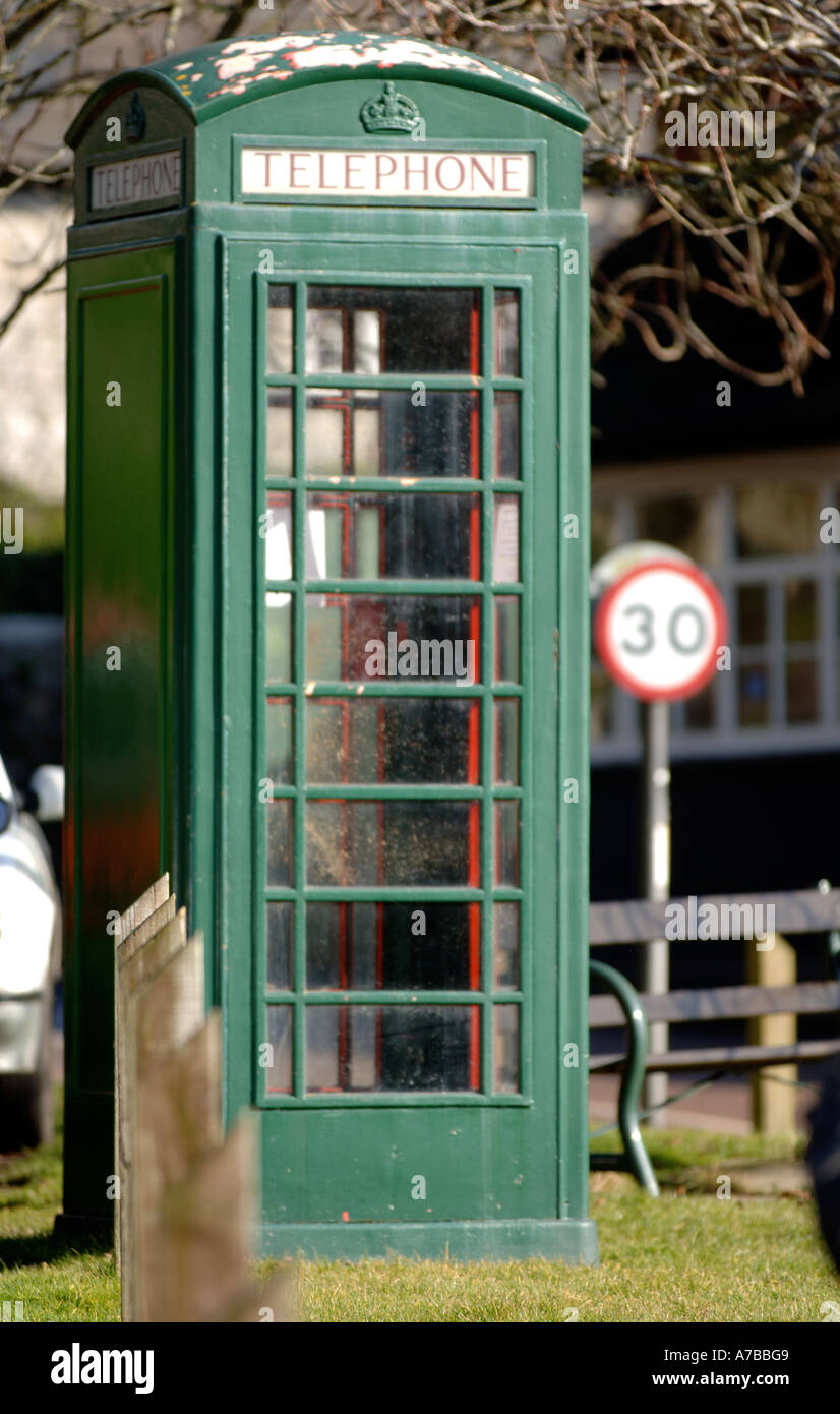 Green telephone box or kiosk, Britain, UK Stock Photo Alamy