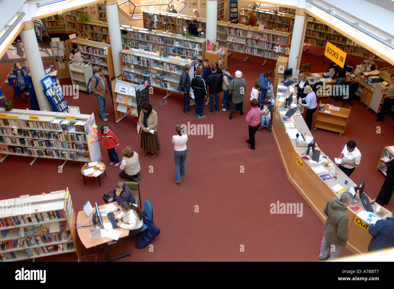 Library interior, Weymouth, Dorset Britain UK Stock Photo