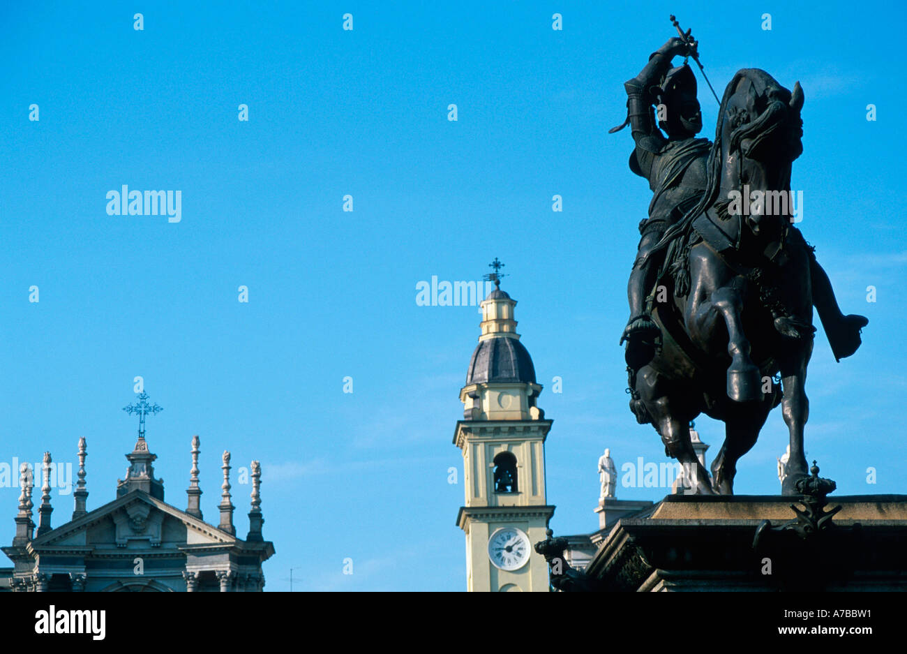Equestrian statue Turin Stock Photo