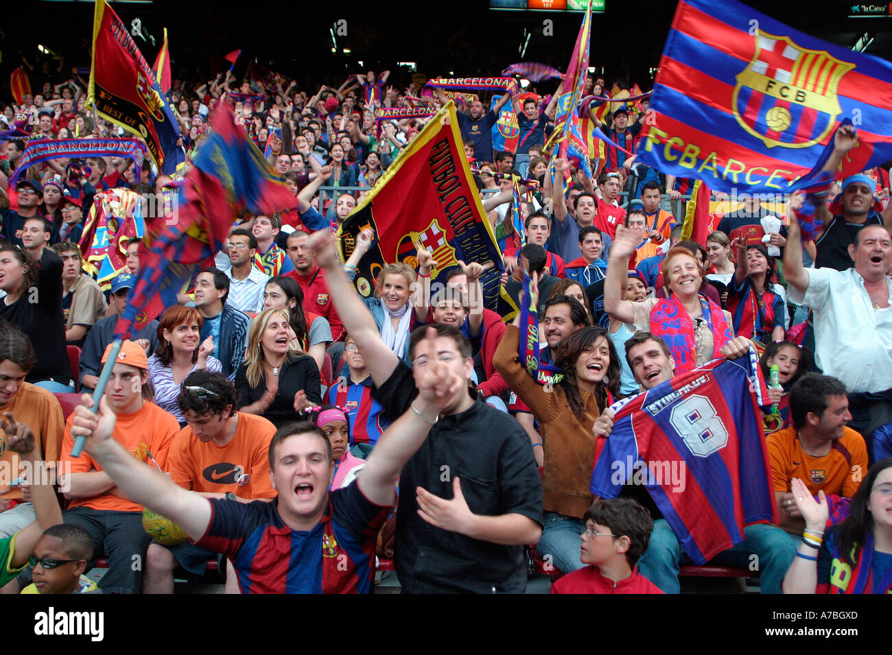 Barca Fans in Stadium Camp Nou Barcelona Catalonia Spain Europe EU Stock  Photo - Alamy