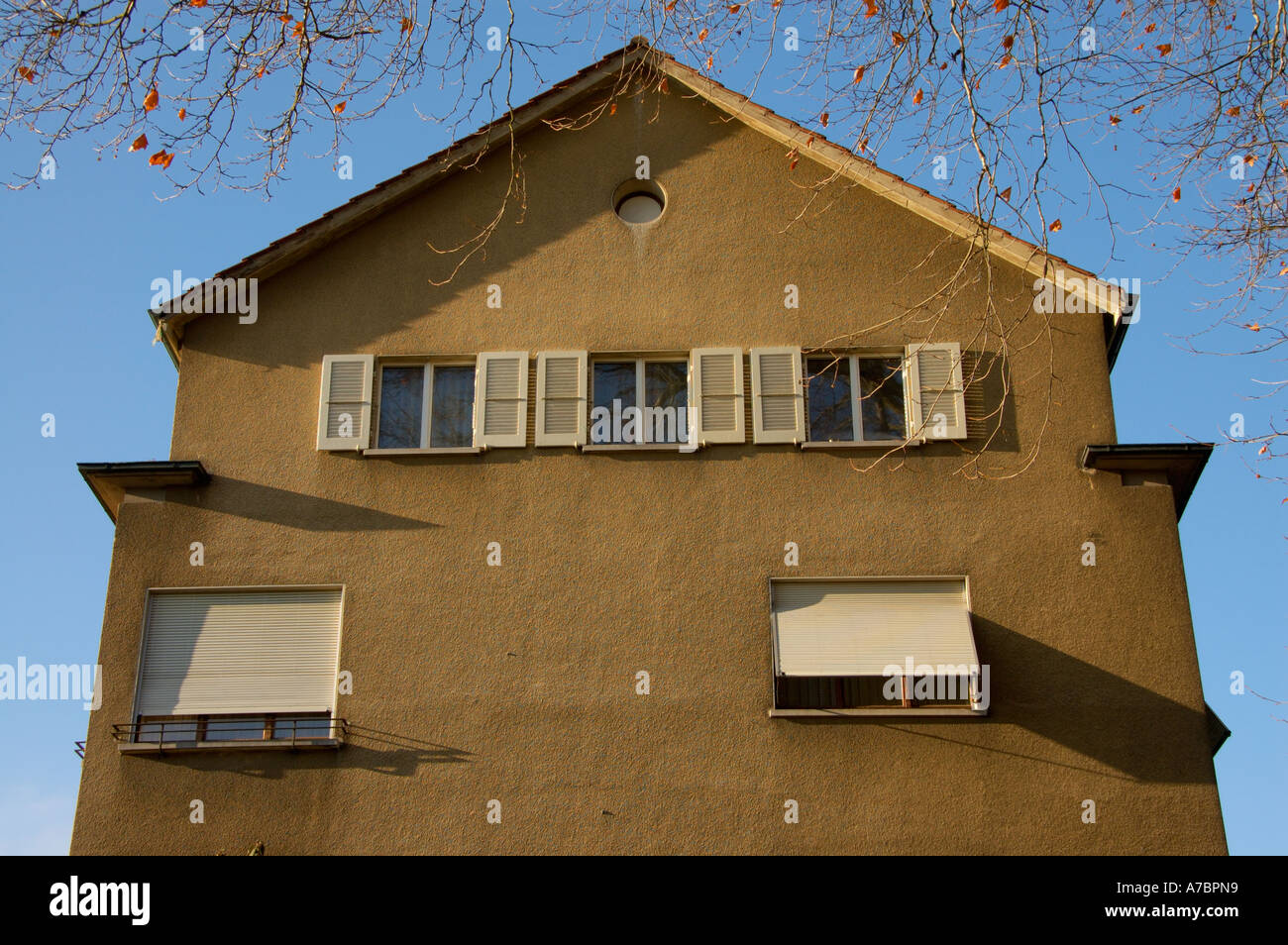 roller blind at a house front in the morning. ( c)  uli nusko, ch-3012 bern Stock Photo