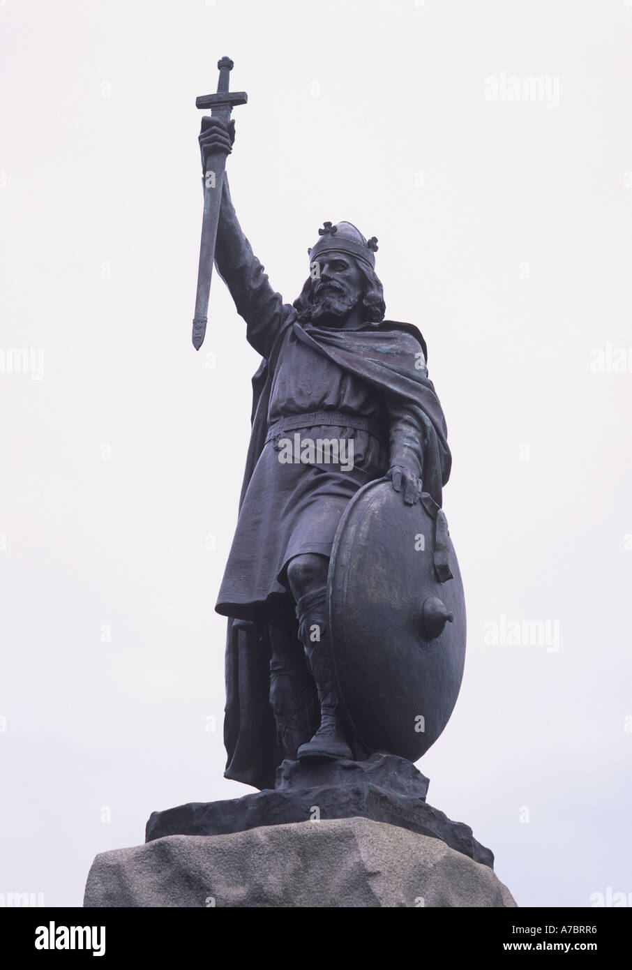 Statue of King Alfred The Great in The High Street of Winchester Hampshire by Hamo Thornycroft RA 1900 Stock Photo