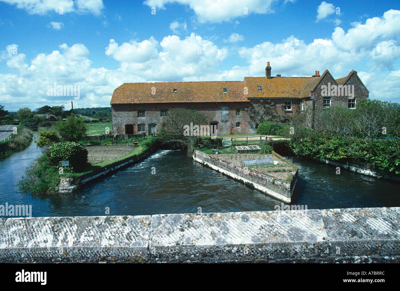 Watermill on the River Avon in the village of Woodgreen Hampshire Stock