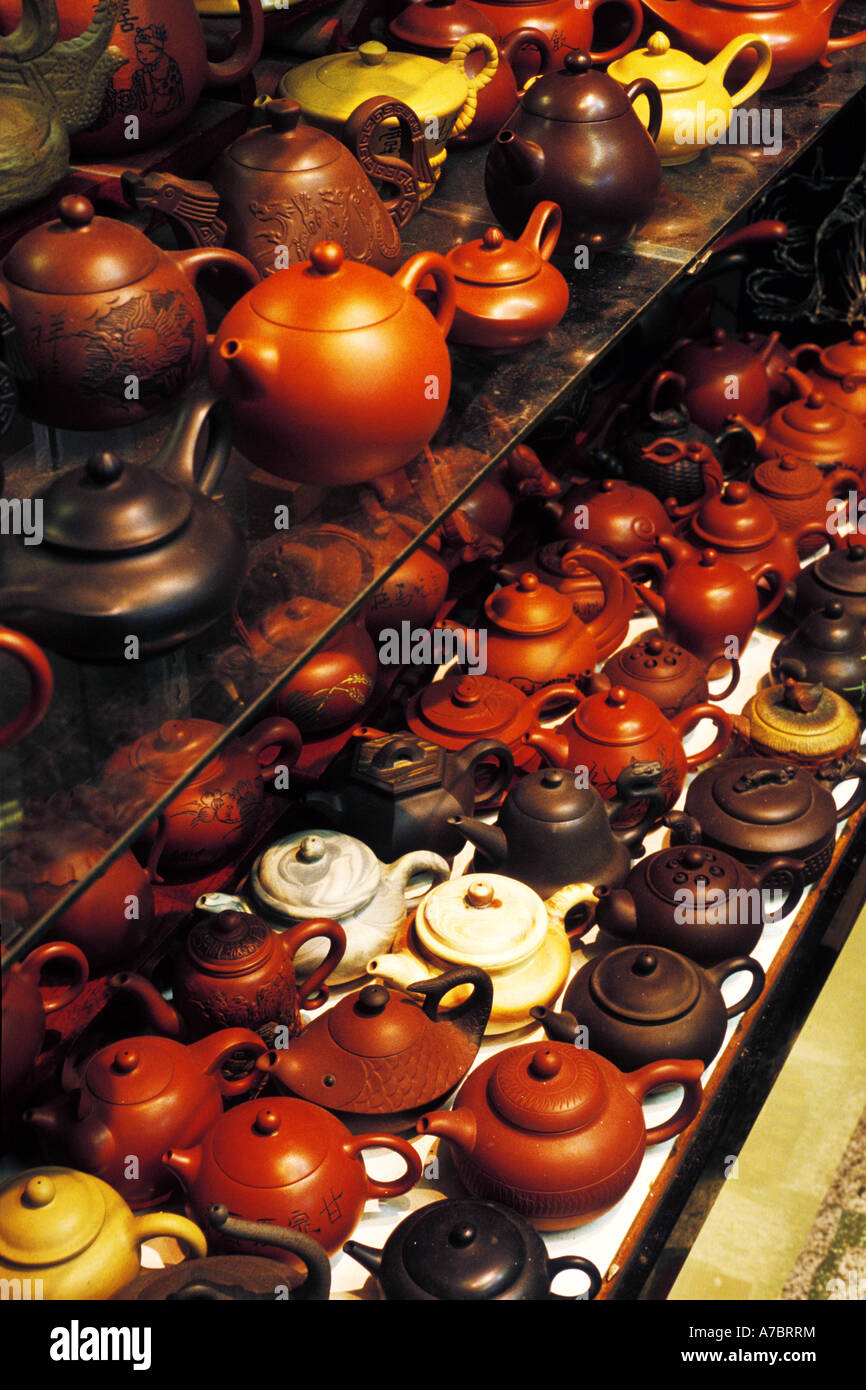 old man Yixing teapots in craft store, yingge, taiwan Stock Photo Alamy