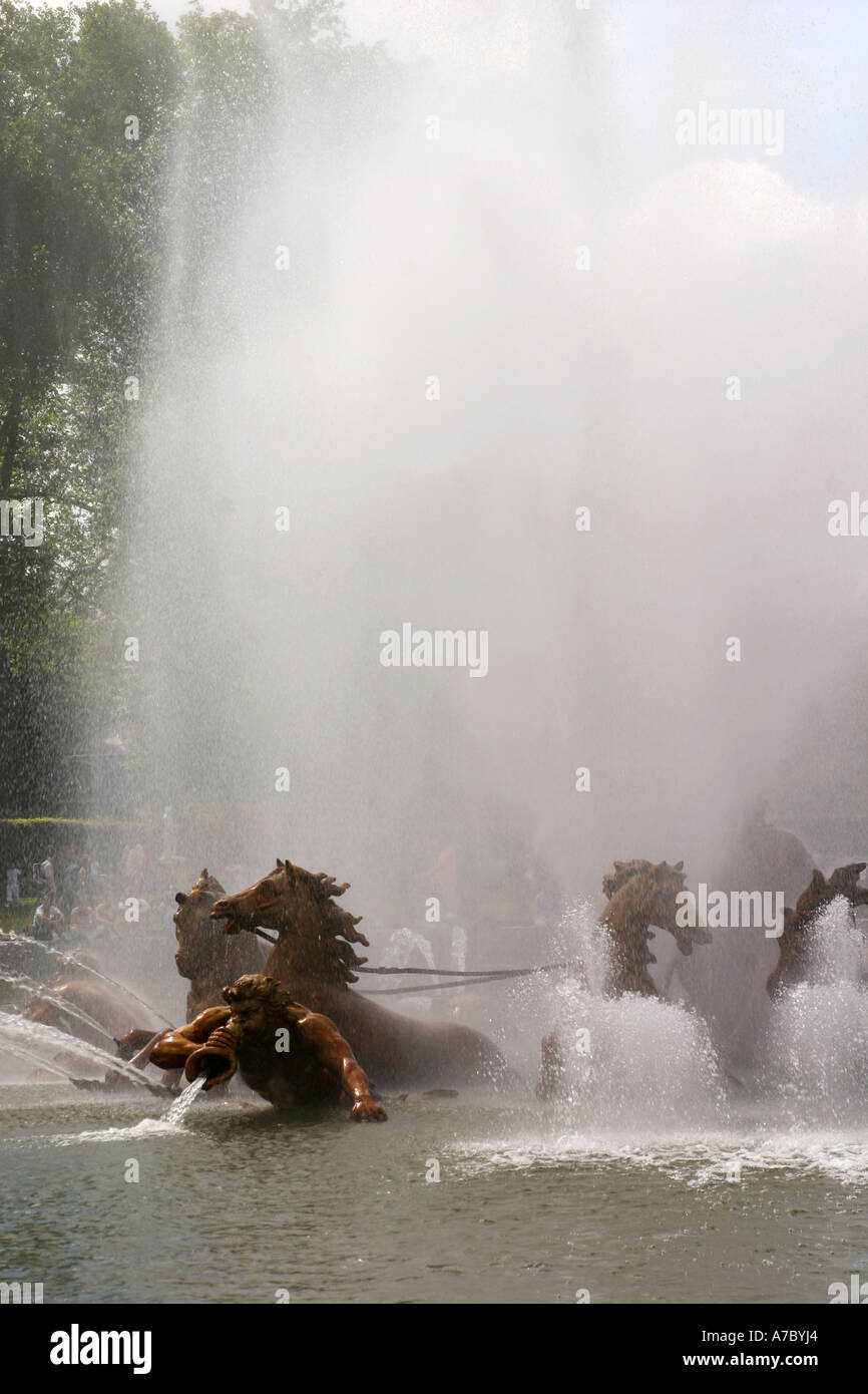 Versailles fountain of Neptune with its bronze horses. Paris, France