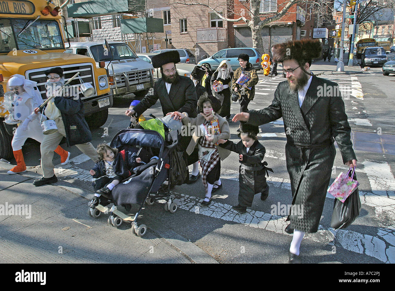Purim in Williamsburg Brooklyn Lee Avenue center of Orthodox Jewish  neighborhood Stock Photo - Alamy