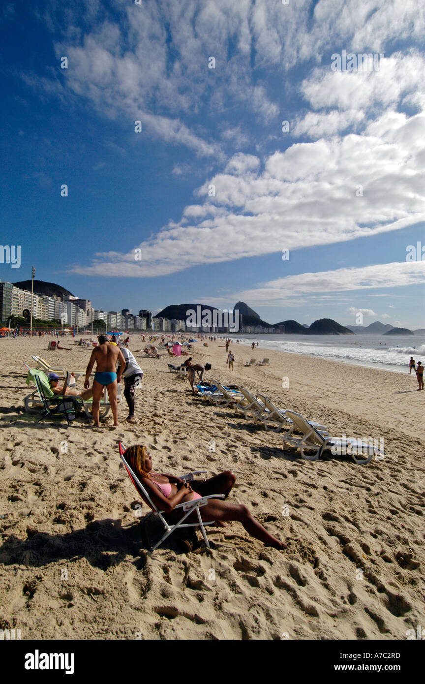 Sunbathers at Copacabana beach, Rio de Janeiro, Brazil Stock Photo - Alamy