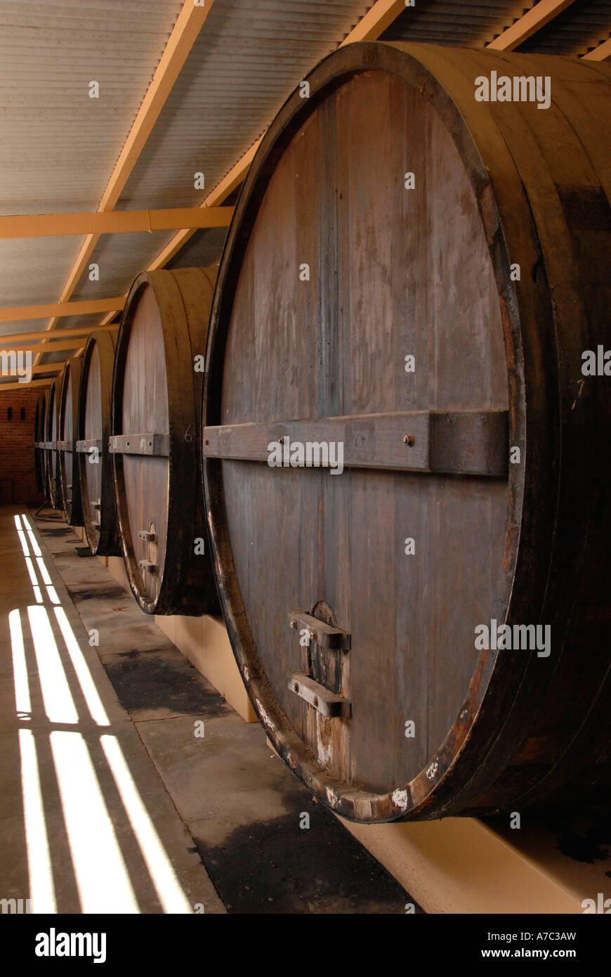 Wine casks Seppelts Winery Barossa Valley South Australia Stock Photo