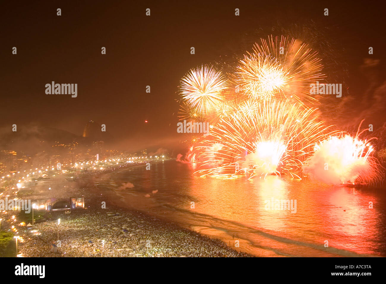 New Year's Eve fireworks display, Copacabana Beach, Rio de Janeiro