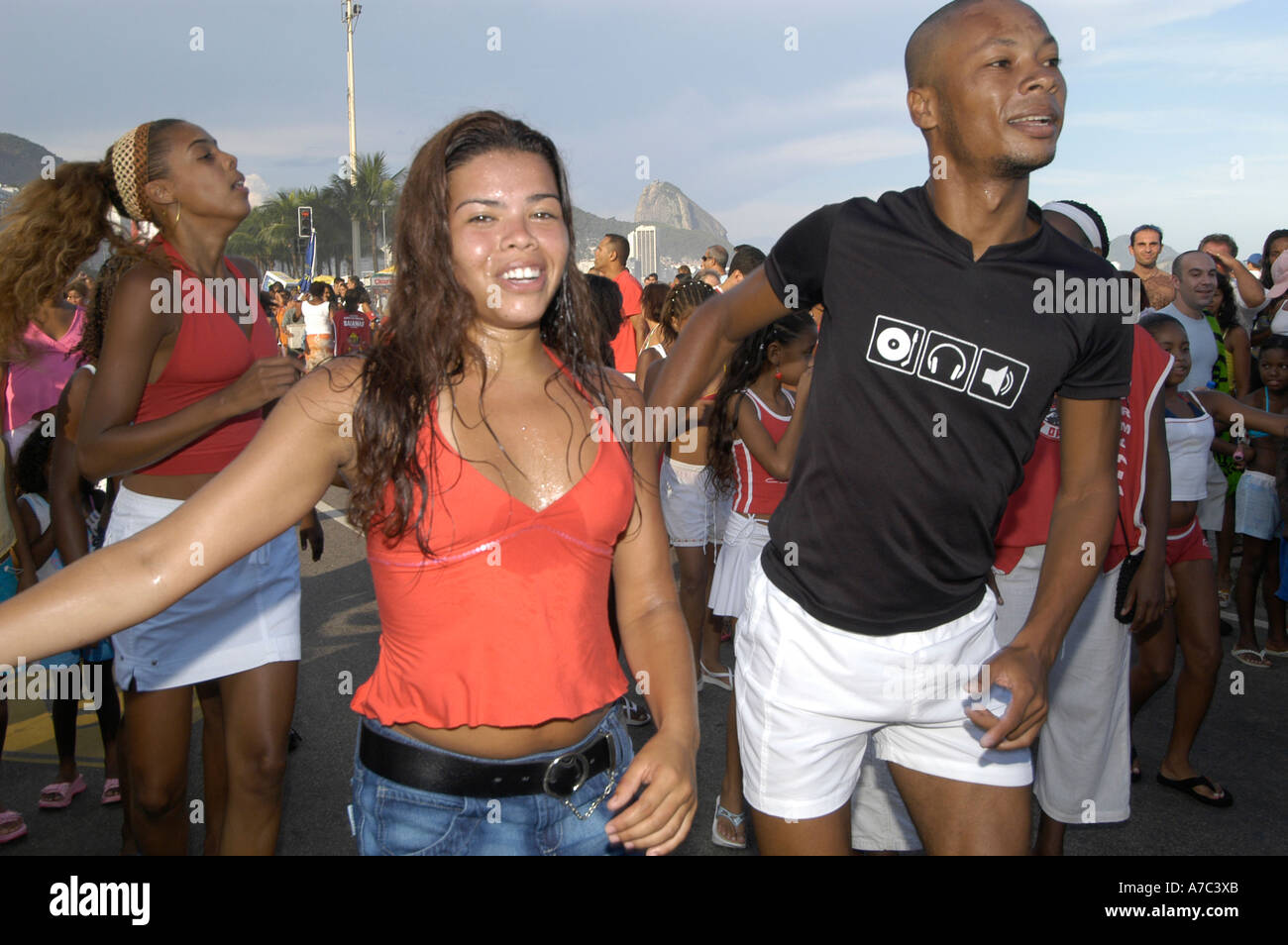 Dancing rehearsal for Carnival in Rio de Janeiro Stock Photo