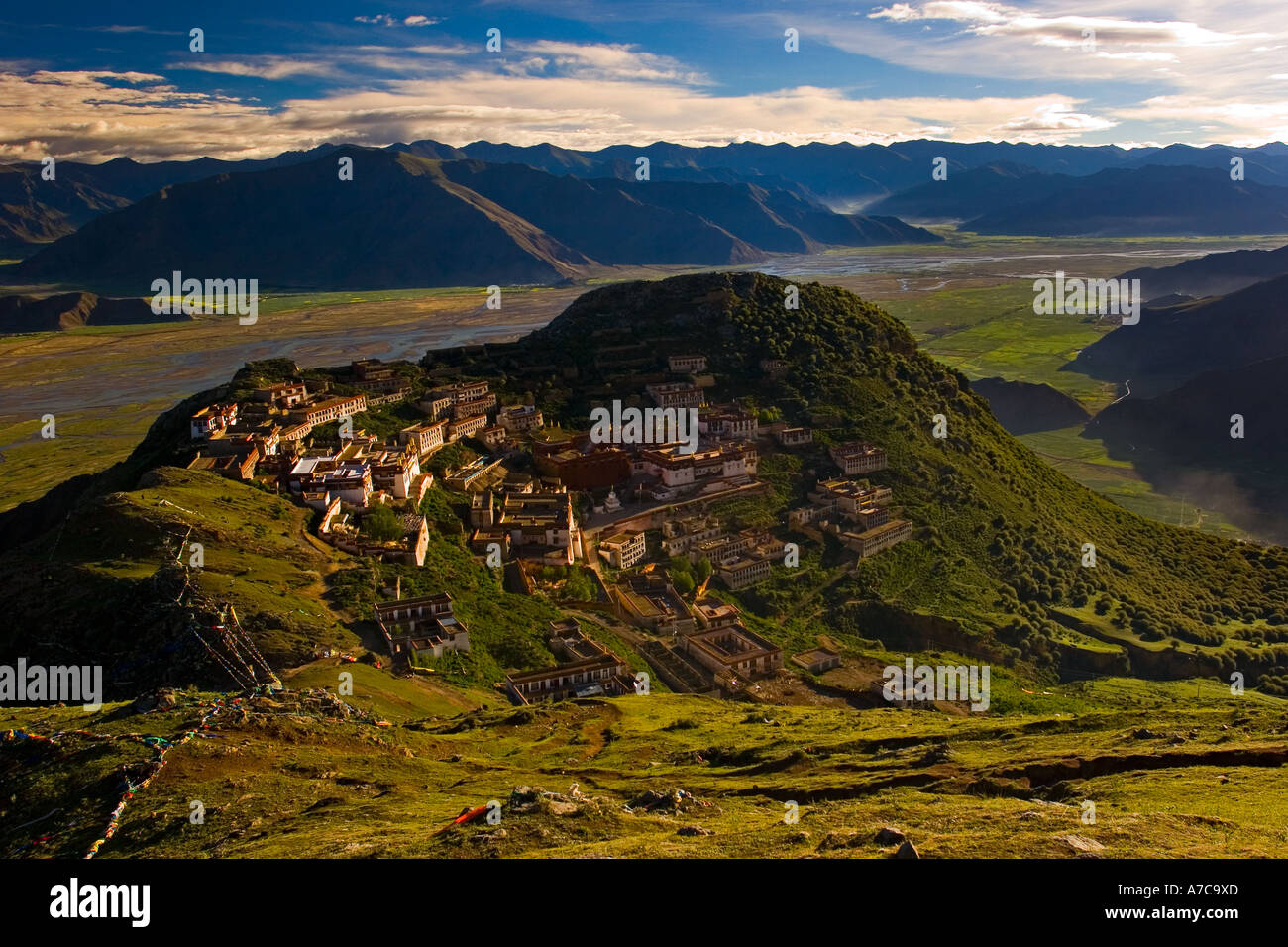 A bird s eye view of the stunning Ganden Monastery Tibet China Stock Photo