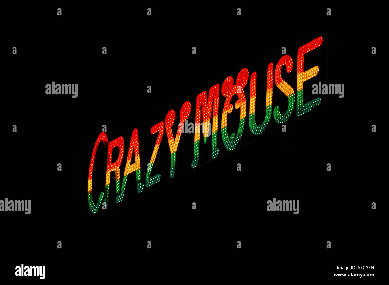 Crazy Mouse logo at night at the Miami Fair 2007 Stock Photo - Alamy