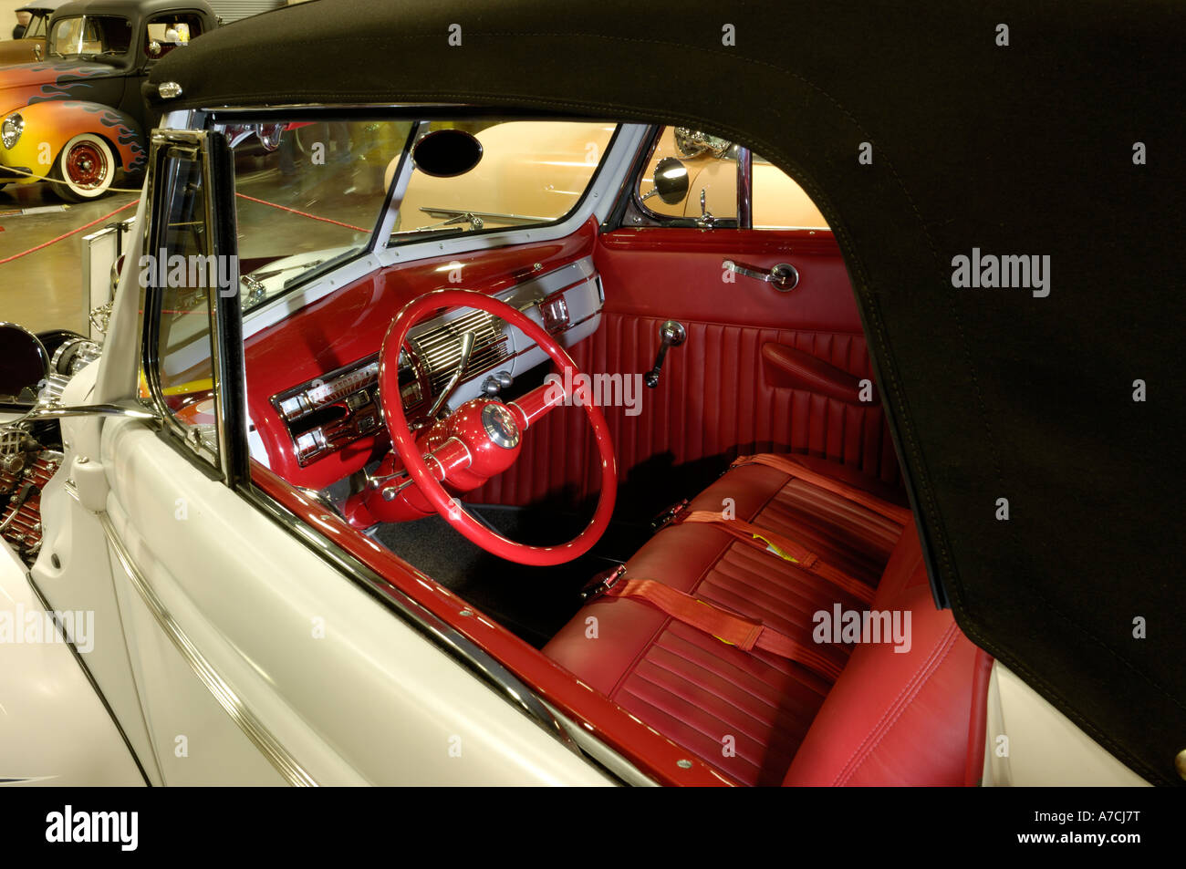 Interior of 1940 Ford traditional hot rod at the 2007 Detroit Autorama Stock Photo