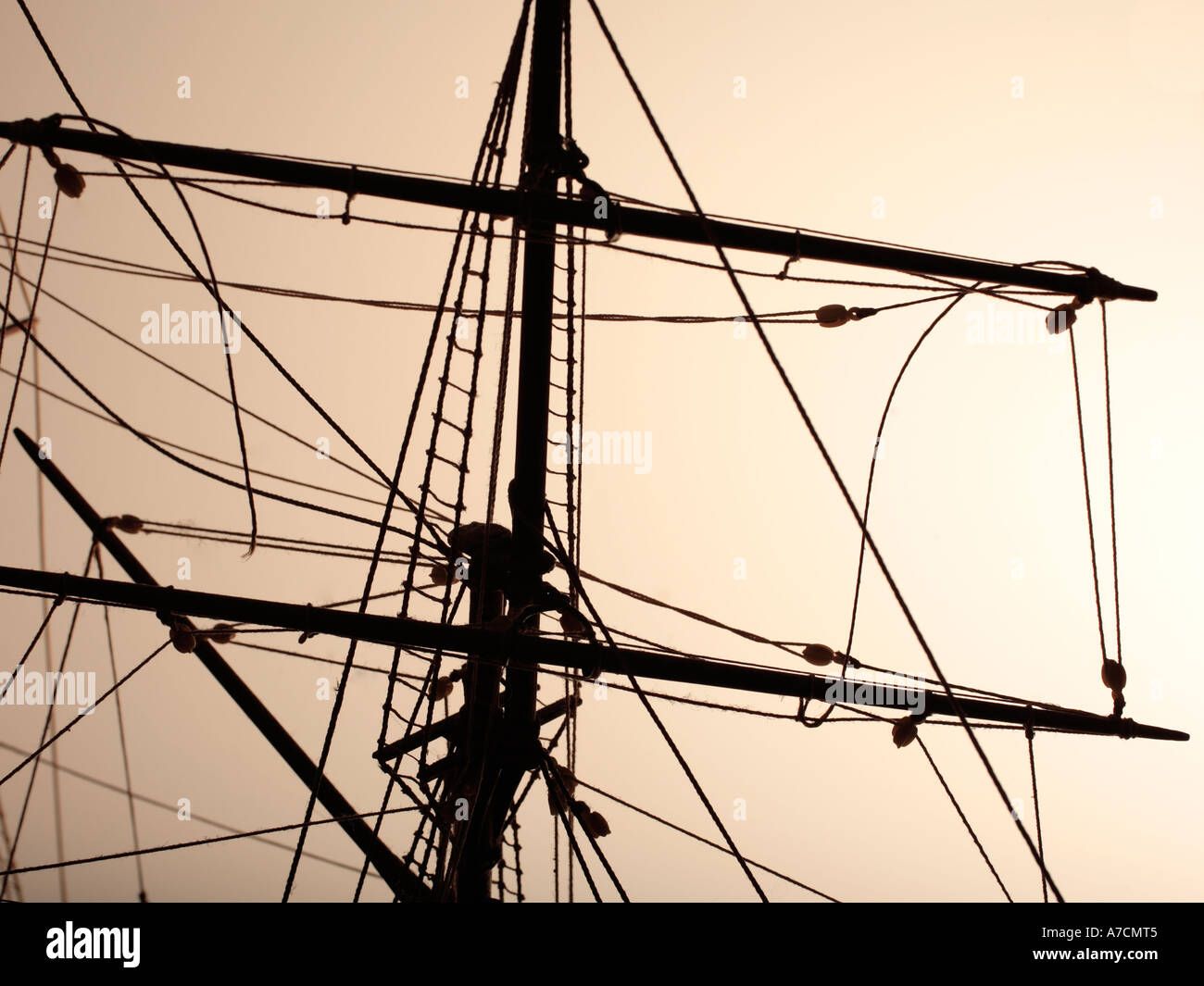 Rigging of a sailing ship model Stock Photo Alamy