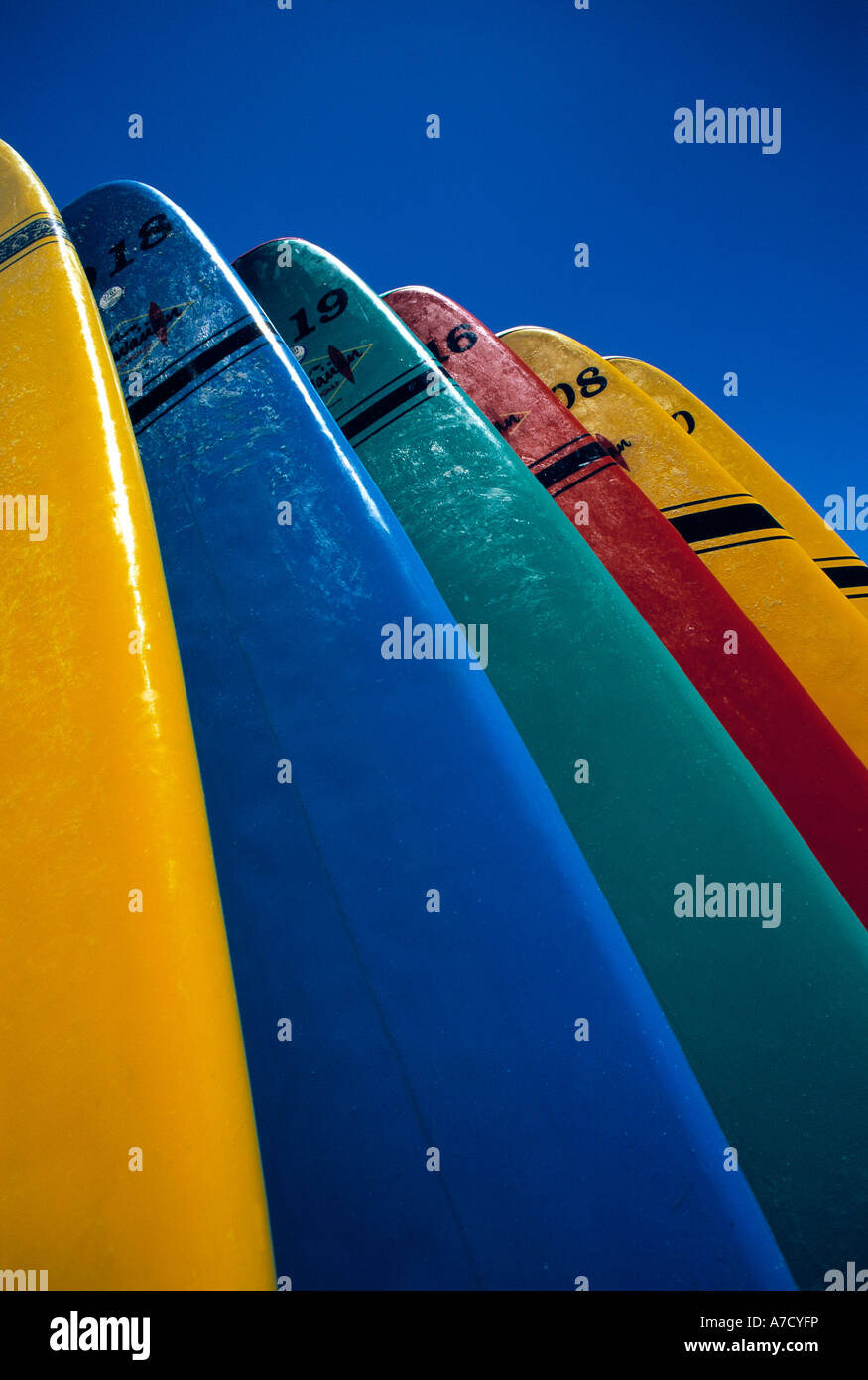Waikiki beach surf boards hi-res stock photography and images - Alamy