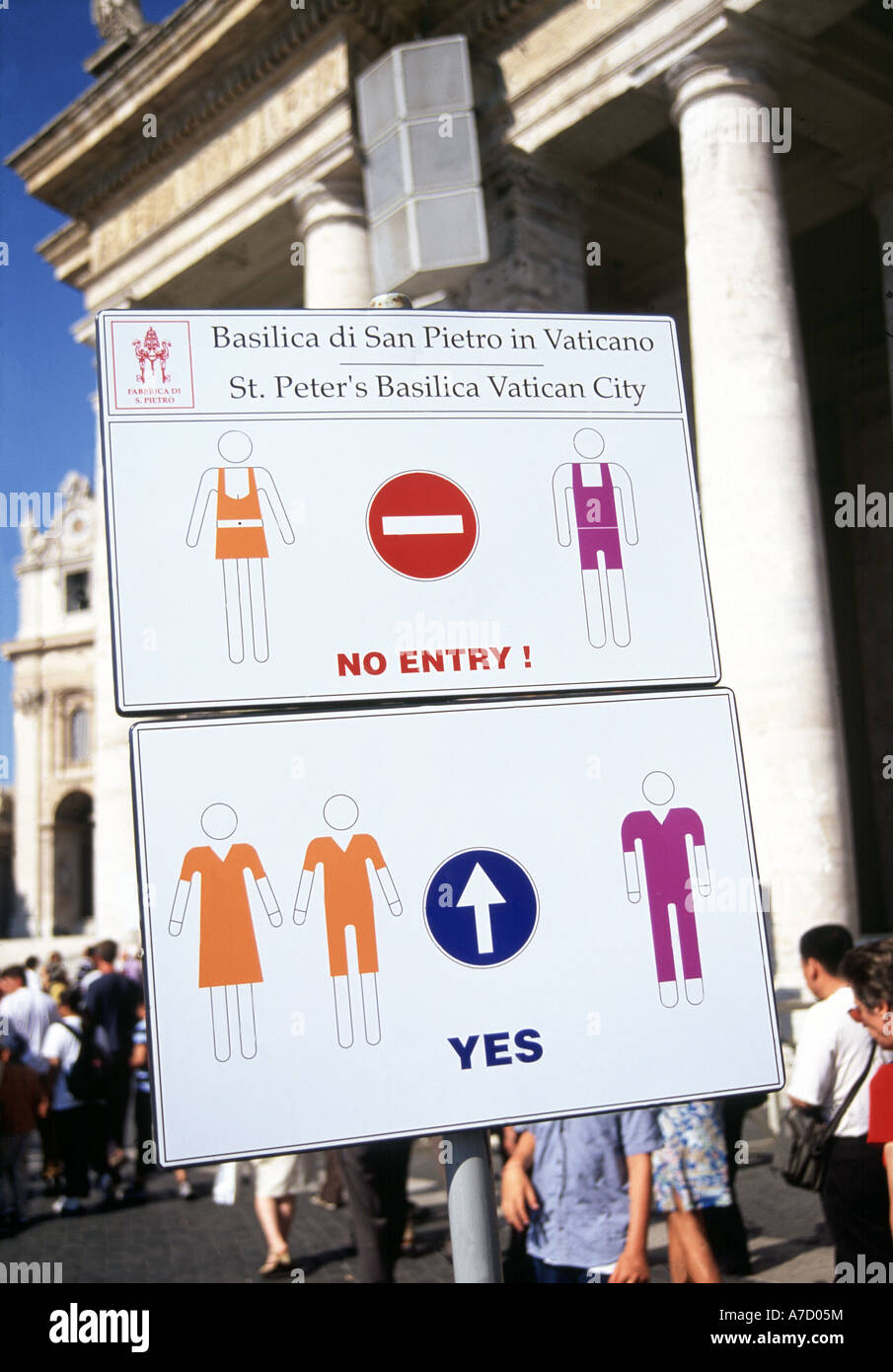 Rome, St Peter's Dress Code Sign Stock Photo