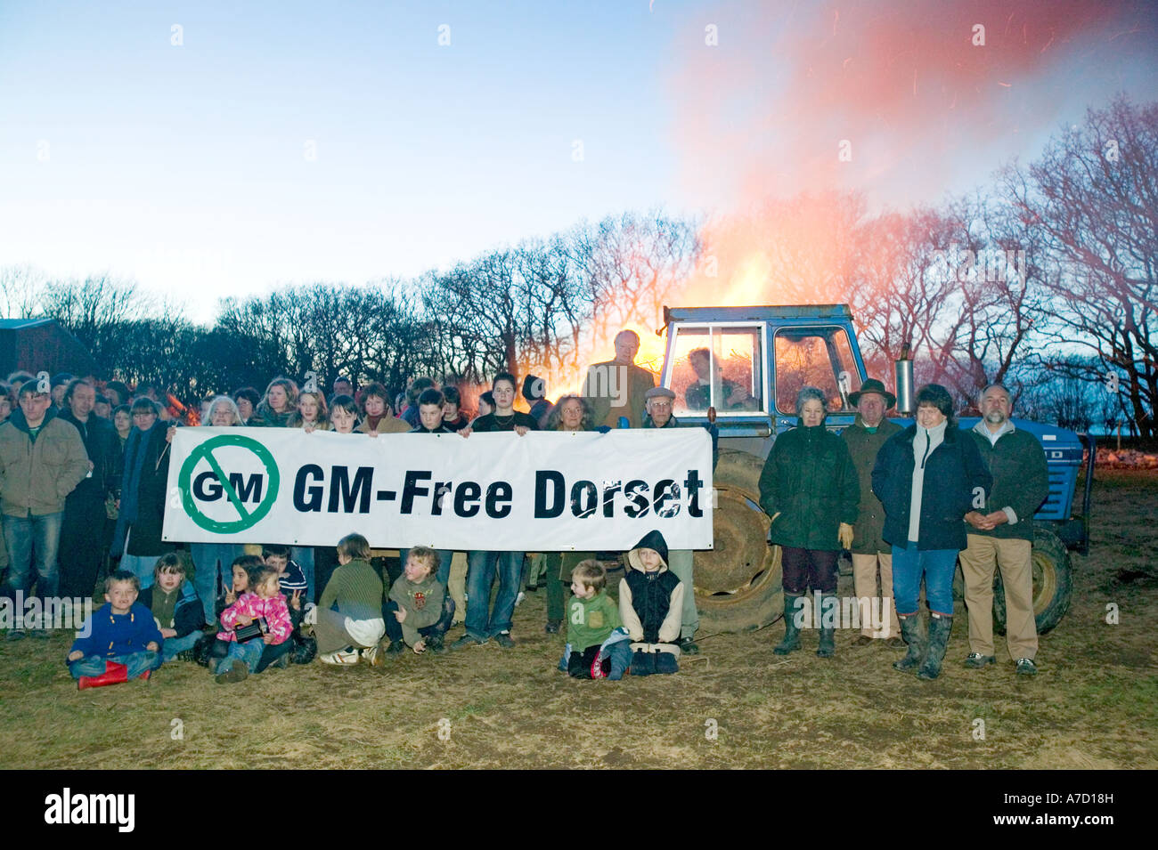 protest against GM Genetically modified crops in Dorset Stock Photo